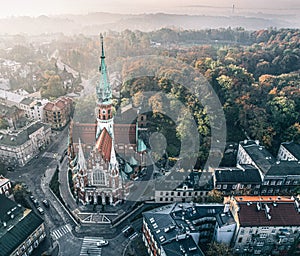 KoÃâºciÃÂ³Ãâ Ãâºw. JÃÂ³zefa w Krakowie, Polska (St. Joseph's Church in Cracow by drone) photo
